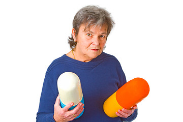 Image showing Senior woman with pills