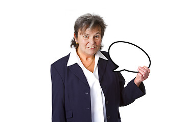 Image showing Senior businesswoman with thought bubble