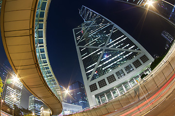 Image showing Busy traffic in Hong Kong at night