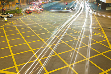 Image showing Traffic in Hong Kong at night