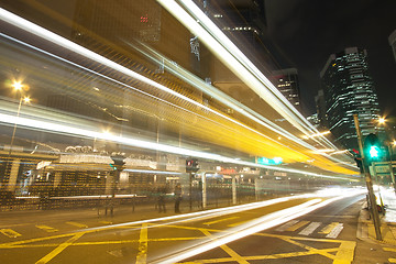 Image showing Urban landscape with busy traffic in Hong Kong at night