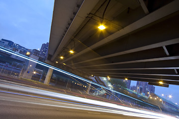 Image showing Traffic in city at night