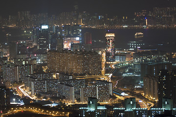 Image showing Hong Kong downtown at night, Kowloon side.