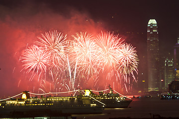 Image showing Fireworks in Hong Kong at Chinese New Year