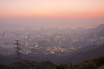 Image showing Hong Kong downtown at sunset