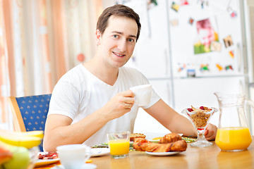 Image showing Man having breakfast