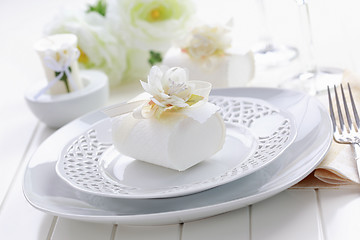 Image showing Luxury place setting in white