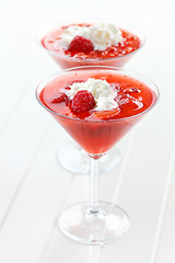 Image showing Strawberry jelly with cream