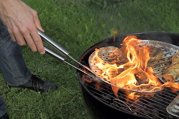 Image showing Meat burning on BBQ