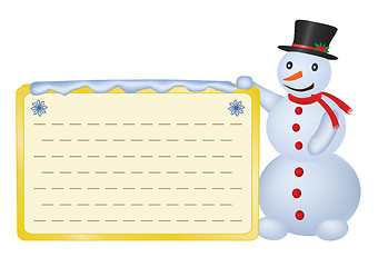 Image showing snowman with greetings card