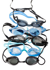 Image showing Goggles for swimming with water drops