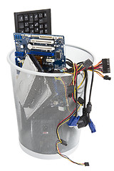 Image showing electronic scrap in trash can