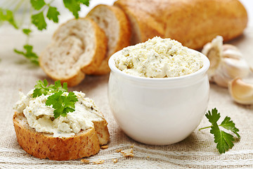 Image showing fresh cream cheese and bread