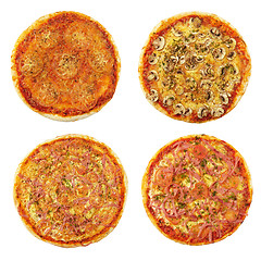 Image showing four different pizzas