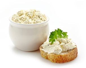 Image showing bread with fresh cream cheese