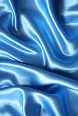 Image showing Smooth elegant blue silk 