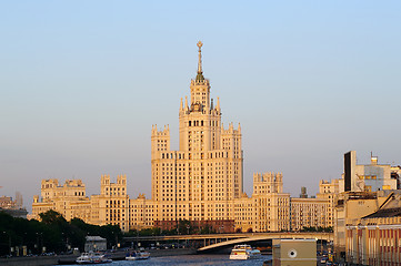 Image showing High rise building in Moscow over blue sky