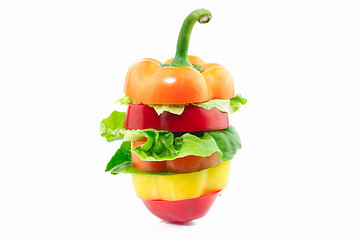 Image showing Hamburger made of juicy peppers and lettuce