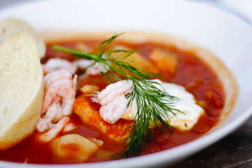 Image showing Fish soup with aioli sauce
