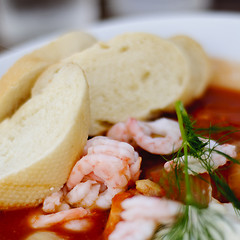 Image showing Fish soup with aioli sauce