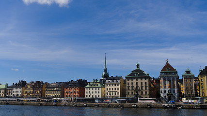 Image showing Palaces of Stockholm old town facing the water