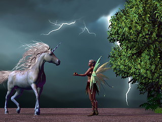 Image showing Fairy and Unicorn