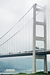 Image showing Tsing ma bridge in mist