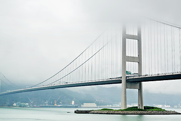 Image showing Tsing ma bridge in mist