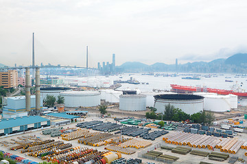 Image showing power station , gas tank and cable roll