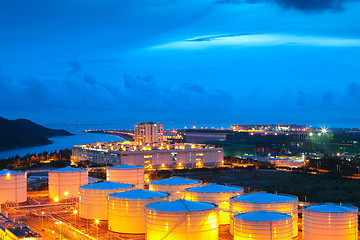 Image showing gas tank at night