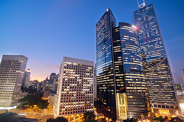 Image showing office building at night in hong kong 