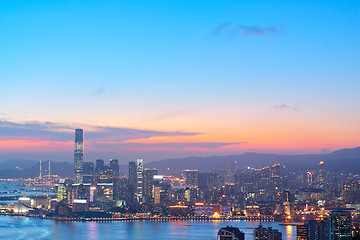 Image showing sunset in hong kong city