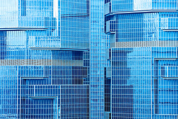 Image showing abstract texture of blue glass modern building skyscrapers 