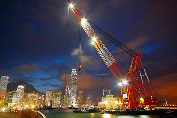 Image showing lifting ship in hong kong harbour