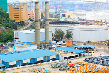 Image showing power station , gas tank and cable roll