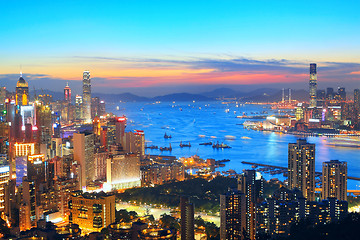 Image showing sunset in hong kong city