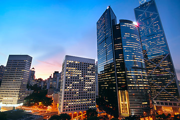 Image showing office building at night in hong kong 