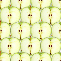 Image showing Seamless pattern with slices of green apple