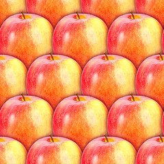 Image showing Seamless pattern of fresh red-yellow apples