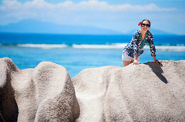 Image showing Woman on vacation in Seychelles