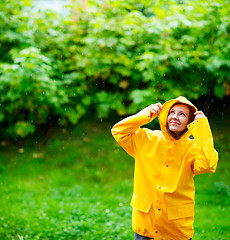 Image showing Girl under rain