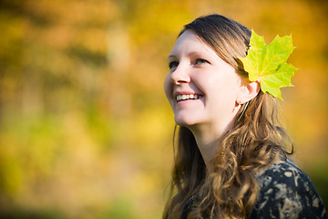 Image showing Autumn young woman