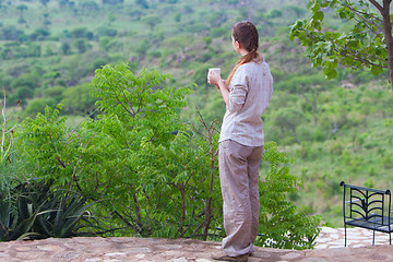 Image showing Woman enjoying savanna views