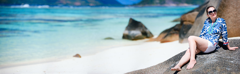 Image showing Woman on vacation in Seychelles