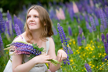 Image showing Beautiful woman in a meadow