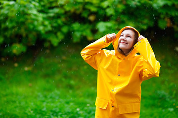 Image showing Girl under rain