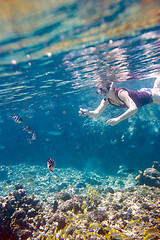 Image showing Woman snorkeling