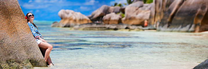 Image showing Woman on vacation in Seychelles