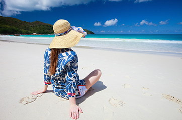 Image showing Young woman relaxing at beach