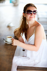 Image showing Woman in cafe